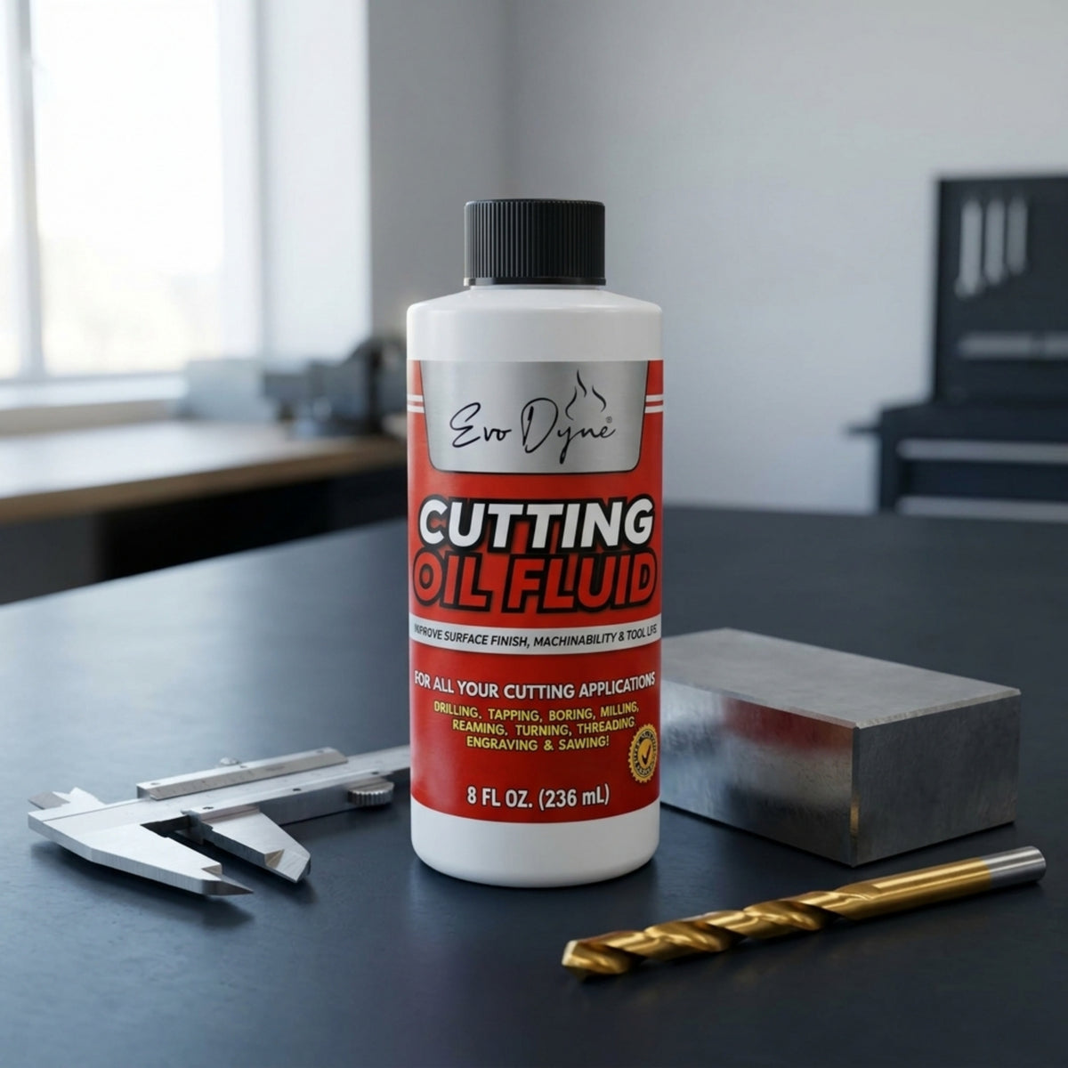Evo Dyne metal cutting fluid in use in a machine shop