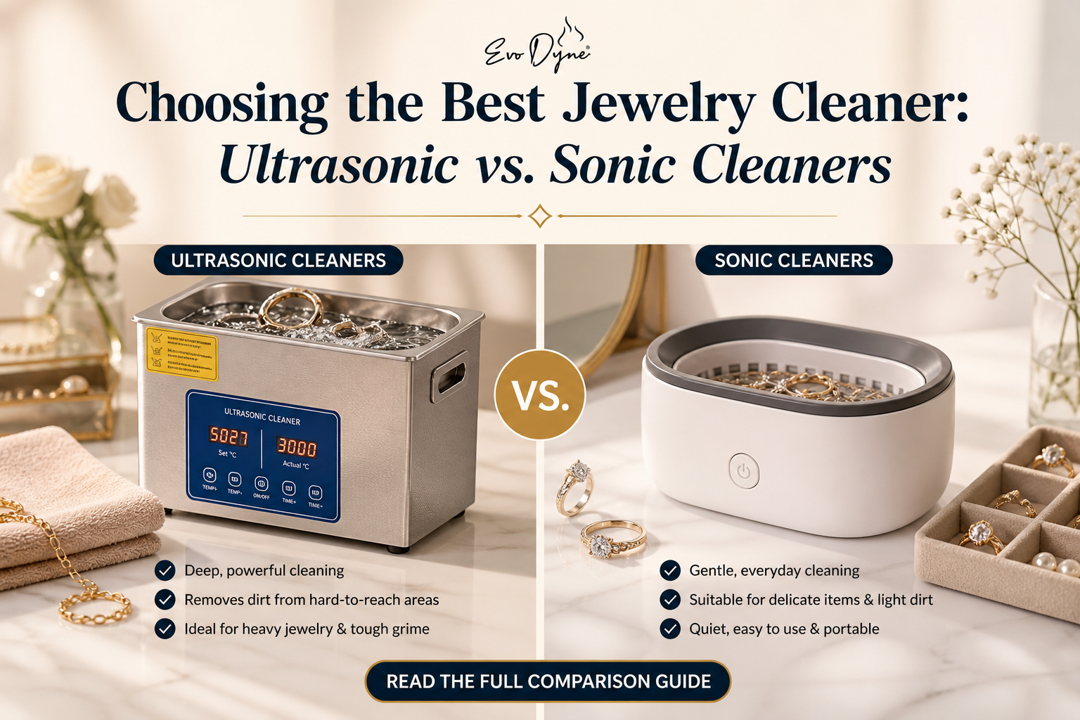 Choosing the Best Jewelry Cleaner: Ultrasonic vs. Sonic Cleaners