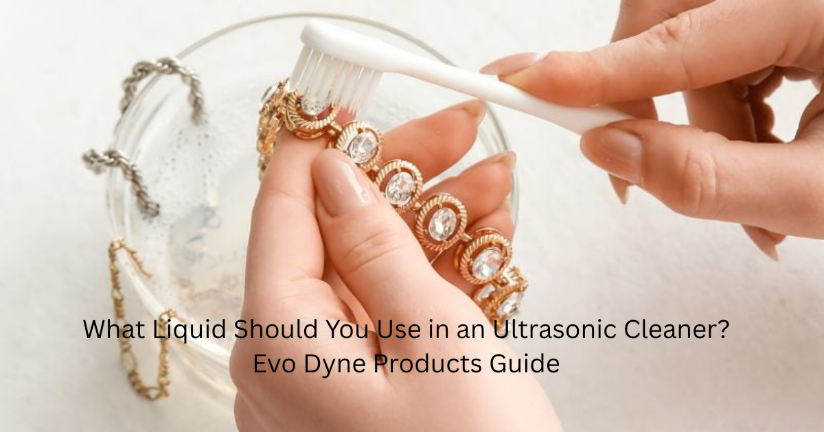 ultrasonic jewelry cleaner on a white surface with sparkling jewelry inside