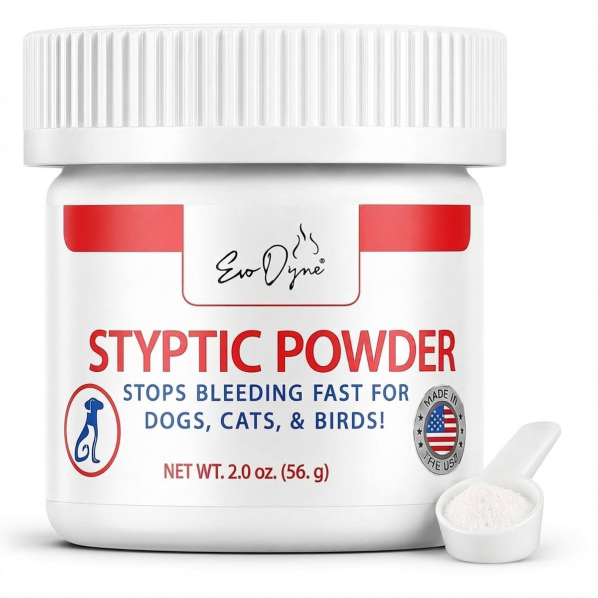 Evo Dyne Styptic Powder for Dogs, Cats and Birds 2 oz bottle